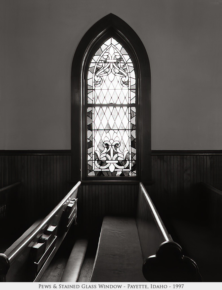 pews & stained glass window